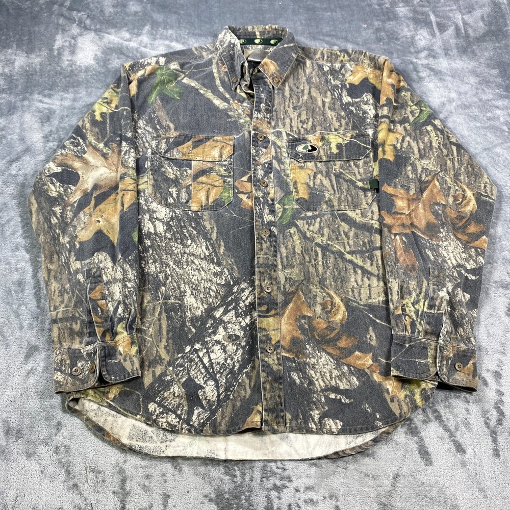 Mossy Oak Break Up Camo Shirt Medium Long Sleeve Hunting Tree Bark Outdoors